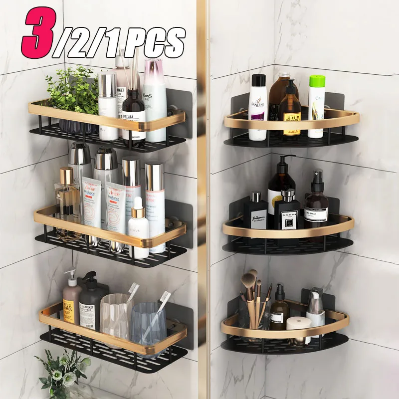 Mensola Doccia 2 Pezzi 30cm - MENGCOOL Mensole Bagno Senza Foratura, Fortemente Adesive, In Acciaio Carbonio Nero