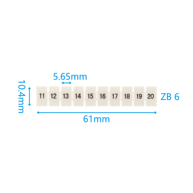 10Pcs ZB-6 Marker Strips Numbering Blank UK2.5 UK2.5B DIKD-1.5PT-4 ST-4 UKK5 DIN Rail Terminal Block ZB6 ZB 6 Wire Connectors Din Rail Terminal Block