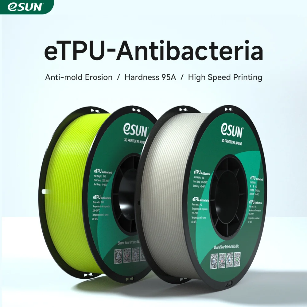 Esun Antibacterias Tpu Filamento 1.75 mm Tpu 95a Filamento Impressora 3d 1kg 2.2 Lbs Spool High Velocidade Printing Tpu 3d Printing Material