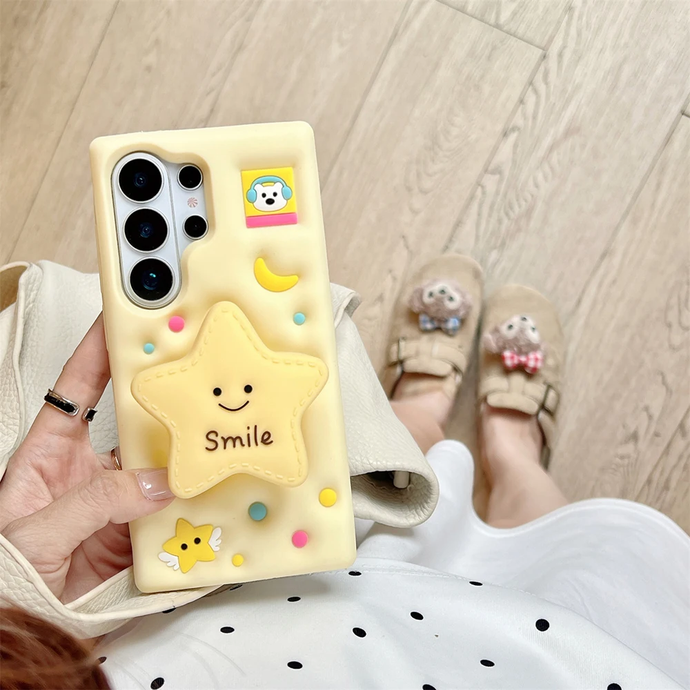 3D Twinkle Star Soft Phone Case with Stand Holder Cover