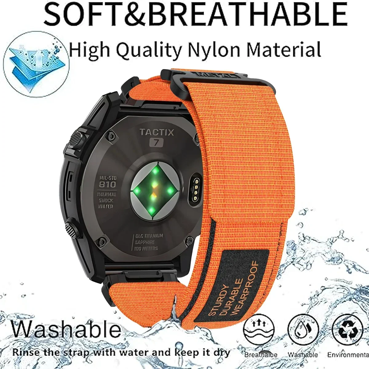 Quick Release Nylon Sport Band, 26mm/22mm Adjustable Strap