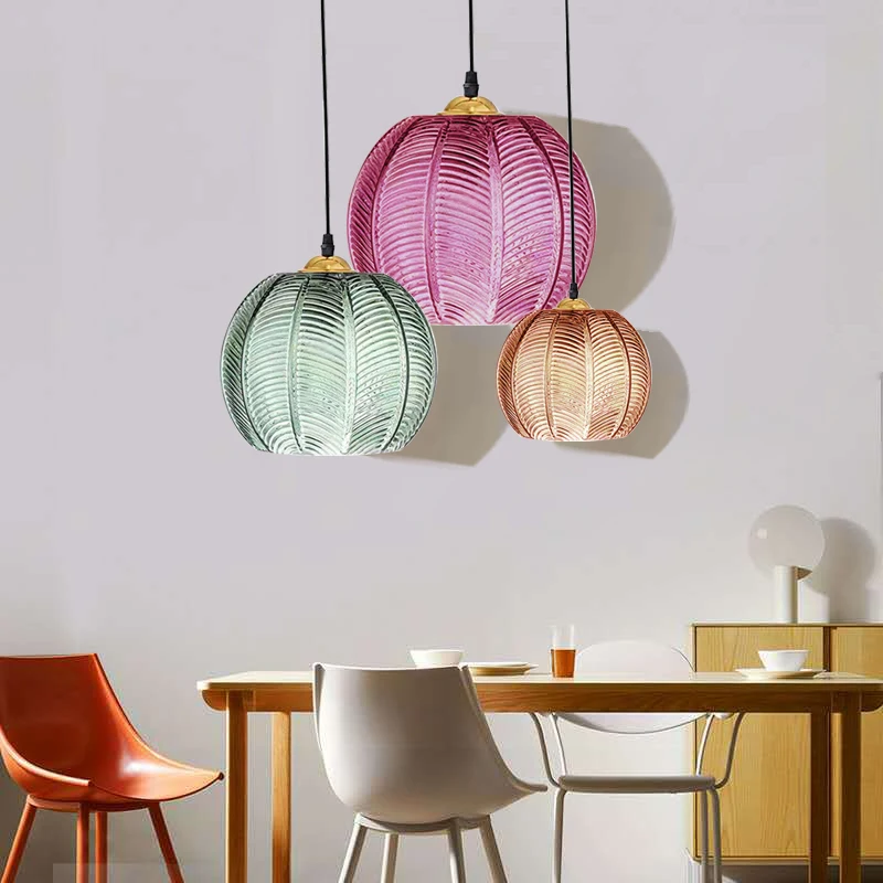 Luz colgante de cristal nórdico, iluminación de camino con patrón de