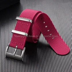 Enhanced Ribbed Nylon Watch Strap - Universal Wristband Accessory - 22mm (Red)