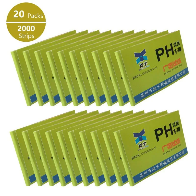 PH Litmus Paper Ph Test Strips Water Cosmetics Soil Acidity Saliva Urine Test Strips Control Card 2000 Strips 1-14