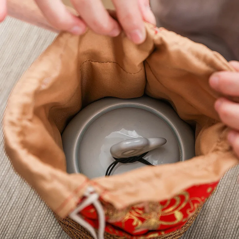 1Pcs Varied Colors Tea Bag for Bowl Cup Chinese Tea Ceremony Cloth Portable Bag for Travel Canister Cover Portable
