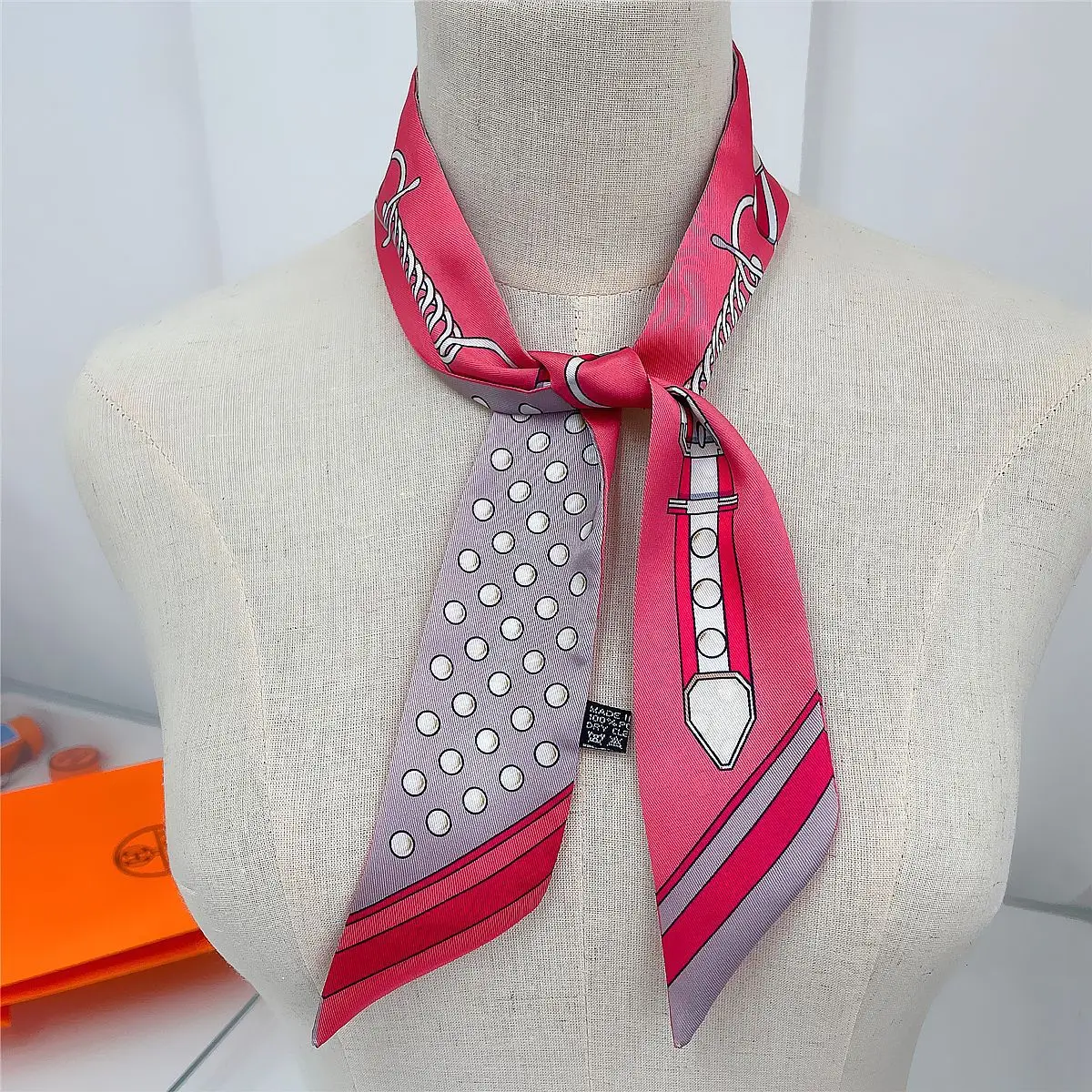 Frauen Schal Luxus Kette Imitation Seide Schal Mode Haar Stirnband Foulard Skinny Bag Schals Halstuch dünn – Detail 12