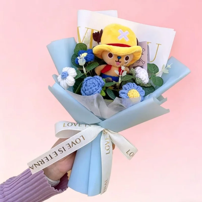 원피스 플러시 인형 열쇠고리 장난감 토니 쵸퍼 루피 창의적인 수제 꽃다발 크리스마스 생일 졸업 선물