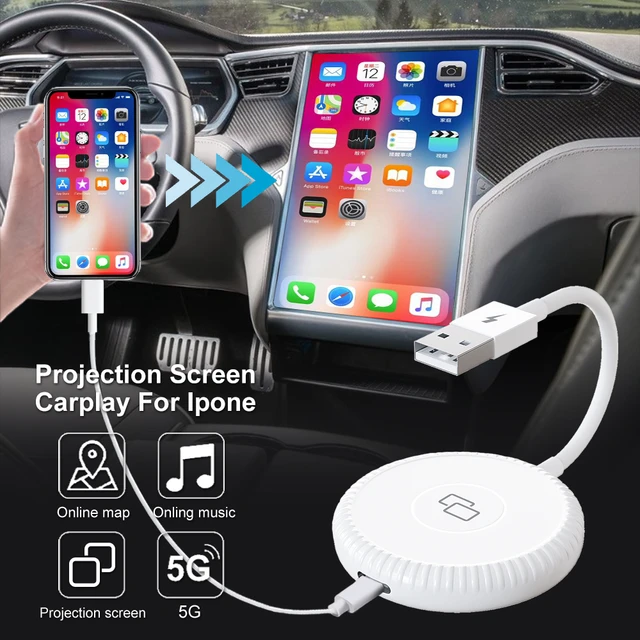 Adaptador de espejo CarPlay THT-020-7 para iPhone - USB-A, USB-C - Blanco