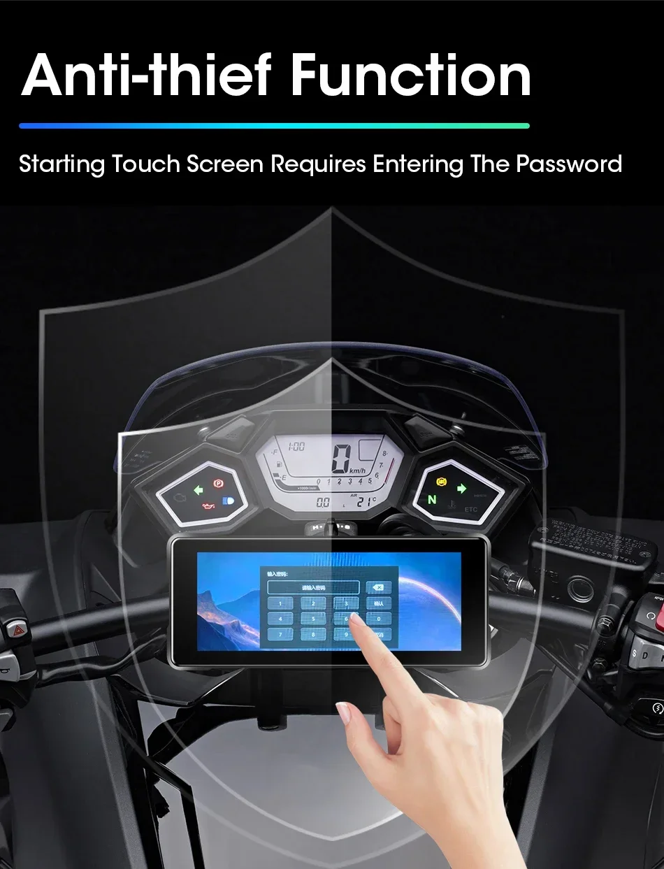 Srnubi Motorrad GPS Navigation Wasserdicht drahtlos Carplay 6,86 Zoll Bildschirm Tragbare Motorrad Android Auto Monitor DVR