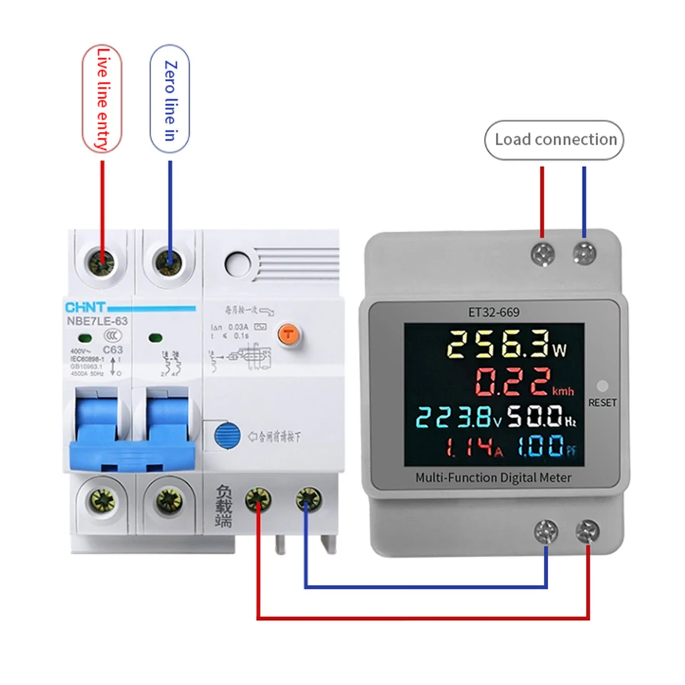 Tuya Stromverbrauchsmonitor AT2PW 100A – Din Rail Energiezähler Mit Smart Fernbedienung, Volt, Amp, KWh, Frequenz & Leistungsfaktor – Inkl. TFT Display