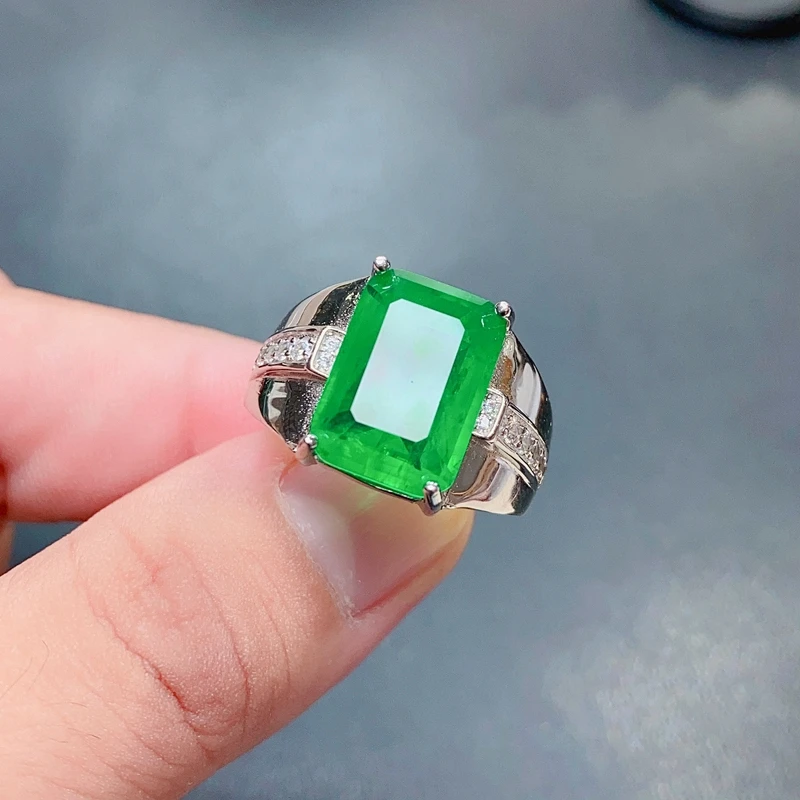 natural emerald ring new 925 Sterling Silver Gemstone precious gemstone precious gift - Image 5