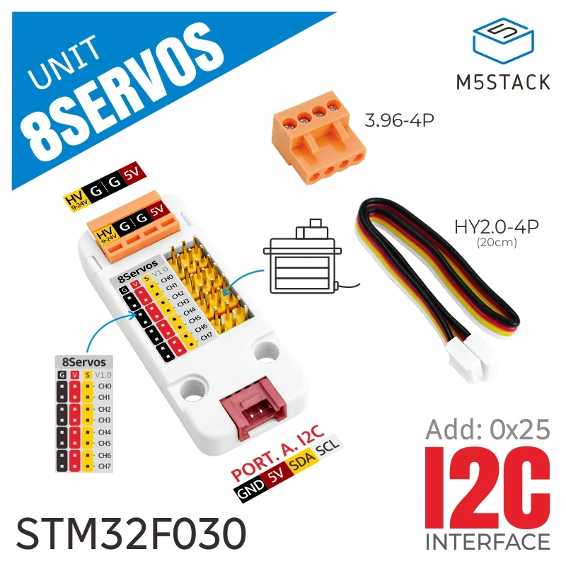 Servo Driver Unit Oficial Stm32f030 M5stack 8-channel - Imagem 5