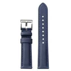 Enhanced Sailcloth Leather Watch Strap - Premium Fabric Nylon Watchband with Quick Release - 20mm (Blue)