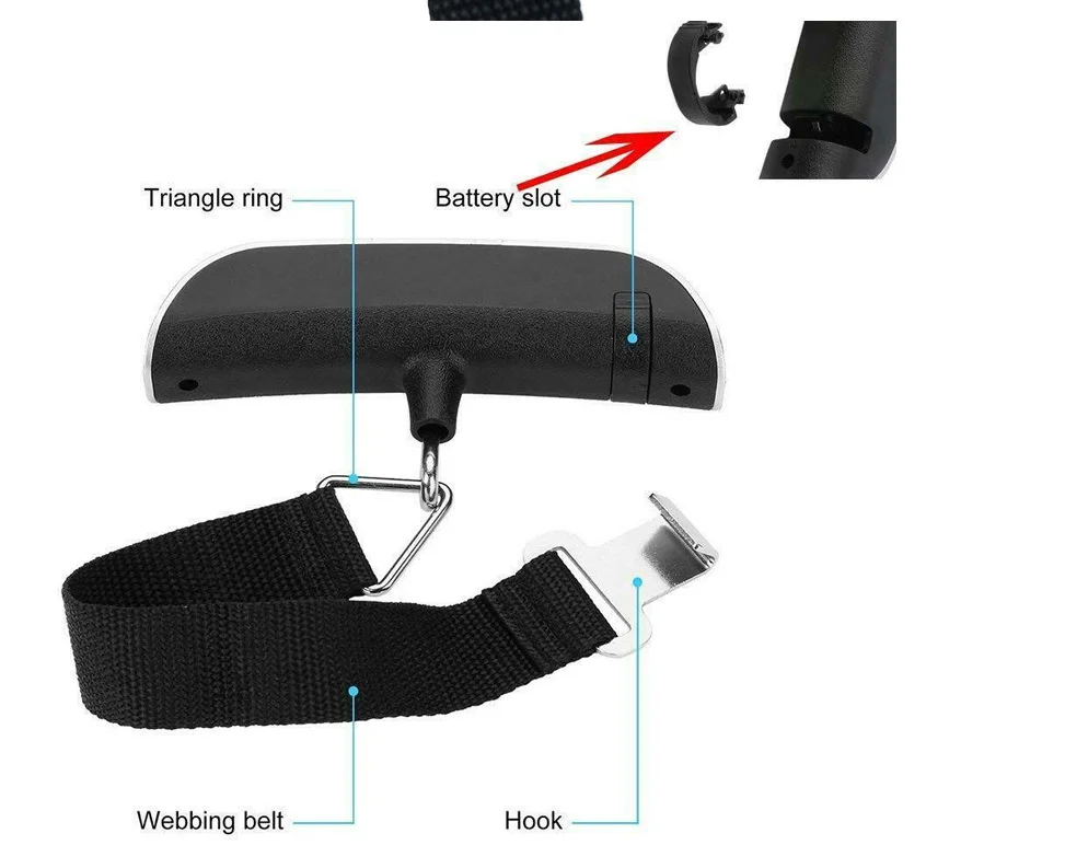 20pcs Portable Scale Digital LCD Display 110lb/50kg Electronic Luggage Hanging Suitcase Travel Weighs Baggage Bag Weight Balance