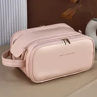 High appearance double zipper make-up bag large-capacity portable travel senior impression make-up brush wash-and-wash bag 1