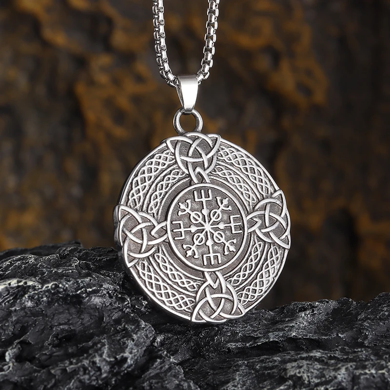 

Vintage Irish Celtic Knot Pendant Nordic Compass Necklace Lucky Amulet Jewelry for Men and Women