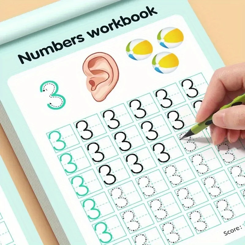 48-Page Children's Exercise Book with Tracing Pages for Numbers 0-100 - Interactive Learning Activities, Home School - Develops Hand-Eye Coordination and Math Skills, Pen Control Writing Practice - 6
