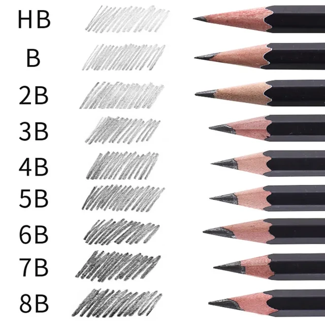 Students Pencils HB 2H 4H 6H 1B 12B10B 8B 7B 6B 5B 4B 3B 2B Drawing Ultra  Fine Line Marker Ink Black Sketch Art Marker Pencil - AliExpress