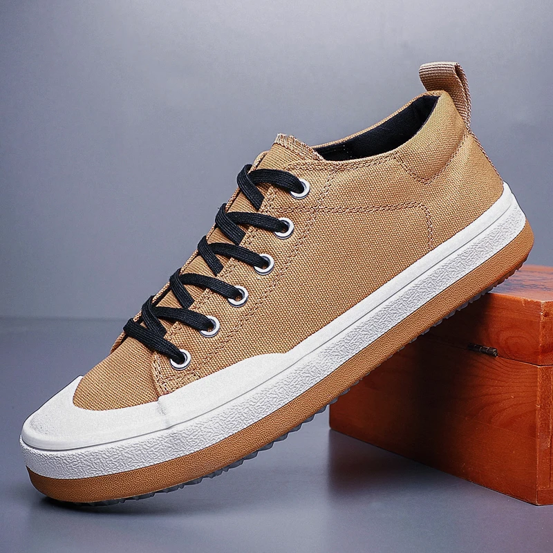 Men Canvas Shoes Casual Lace Up Sneakers Summer Fashion Breathable Vulcanize Shoes Rubber Flats Outdoor Autumn Casual Man Shoes 3