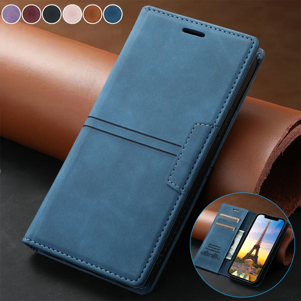 Luxurious Leather Flip Wallet Phone Case with Magnetic Closure and Card Holder