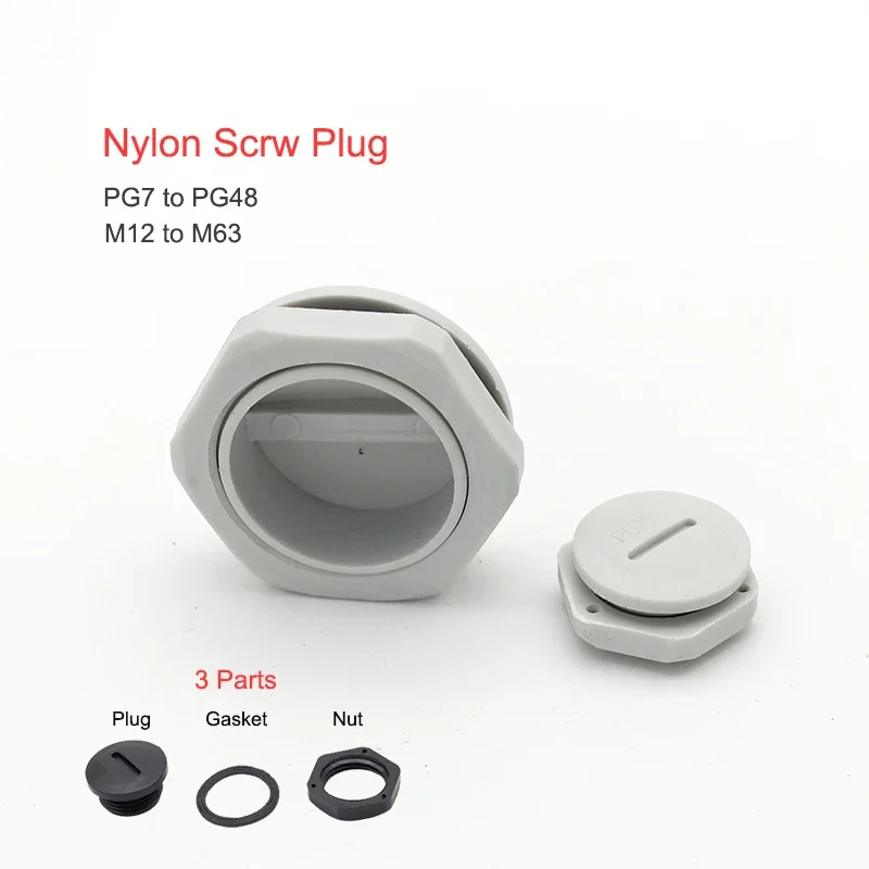 Tampa Impermeável da Extremidade do Parafuso Furo de Nylon Tomada Cega Cabo Rosqueado Tampa da Glândola Cinza Preto Redondo M20 M30 Pg9 Pg11 Exterior Ip68