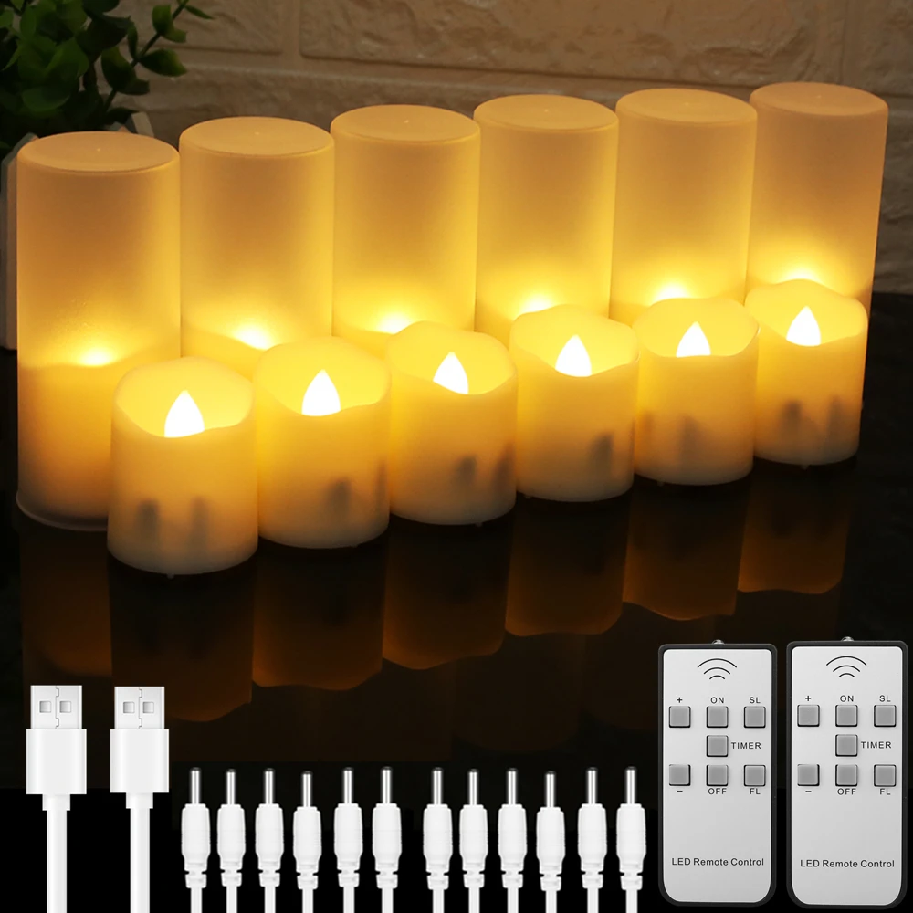 Rechargeable Flameless Votive Candles with Battery Remote Control Tea