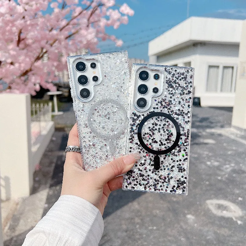 Fashionable Shiny Magnetic Wireless Charging Phone Case
