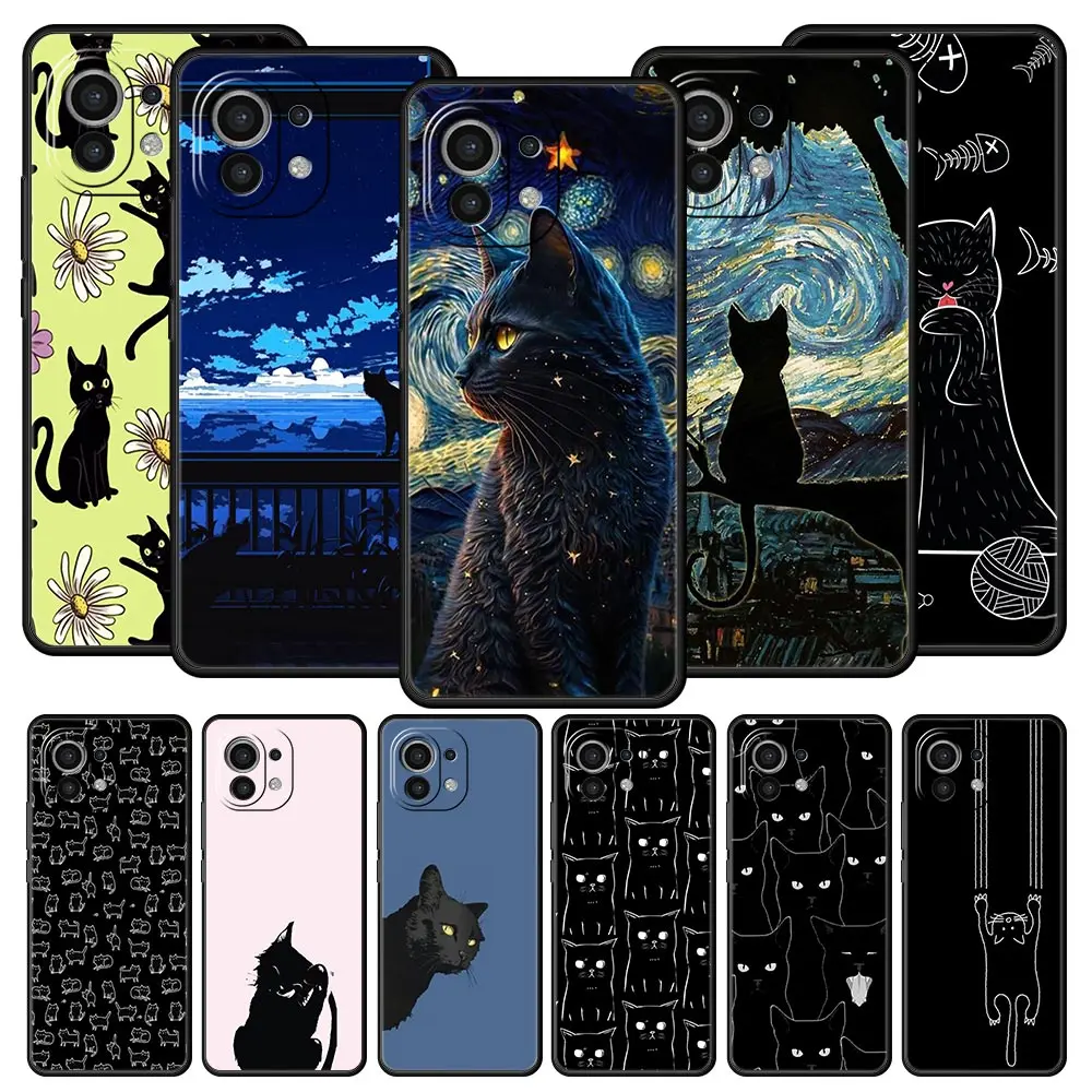 Charming Black Cat Cartoon Soft Phone Case Cover