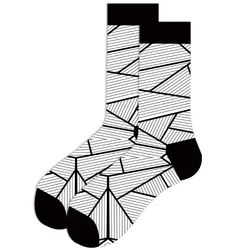 Streetwear Oversized Cartoon & Fruit Design Cotton Socks - EUR38 - 45 (Black and white diam)