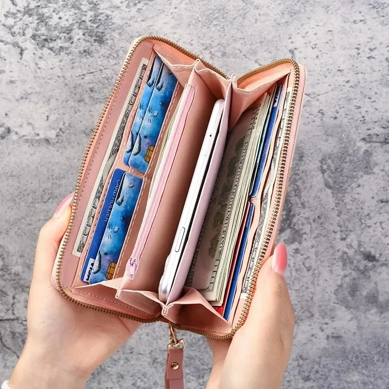 Clutch Wallet Women's Long Zipper Multifunctional Hundred Leather Wallet Large Capacity Mobile Phone Money Clip