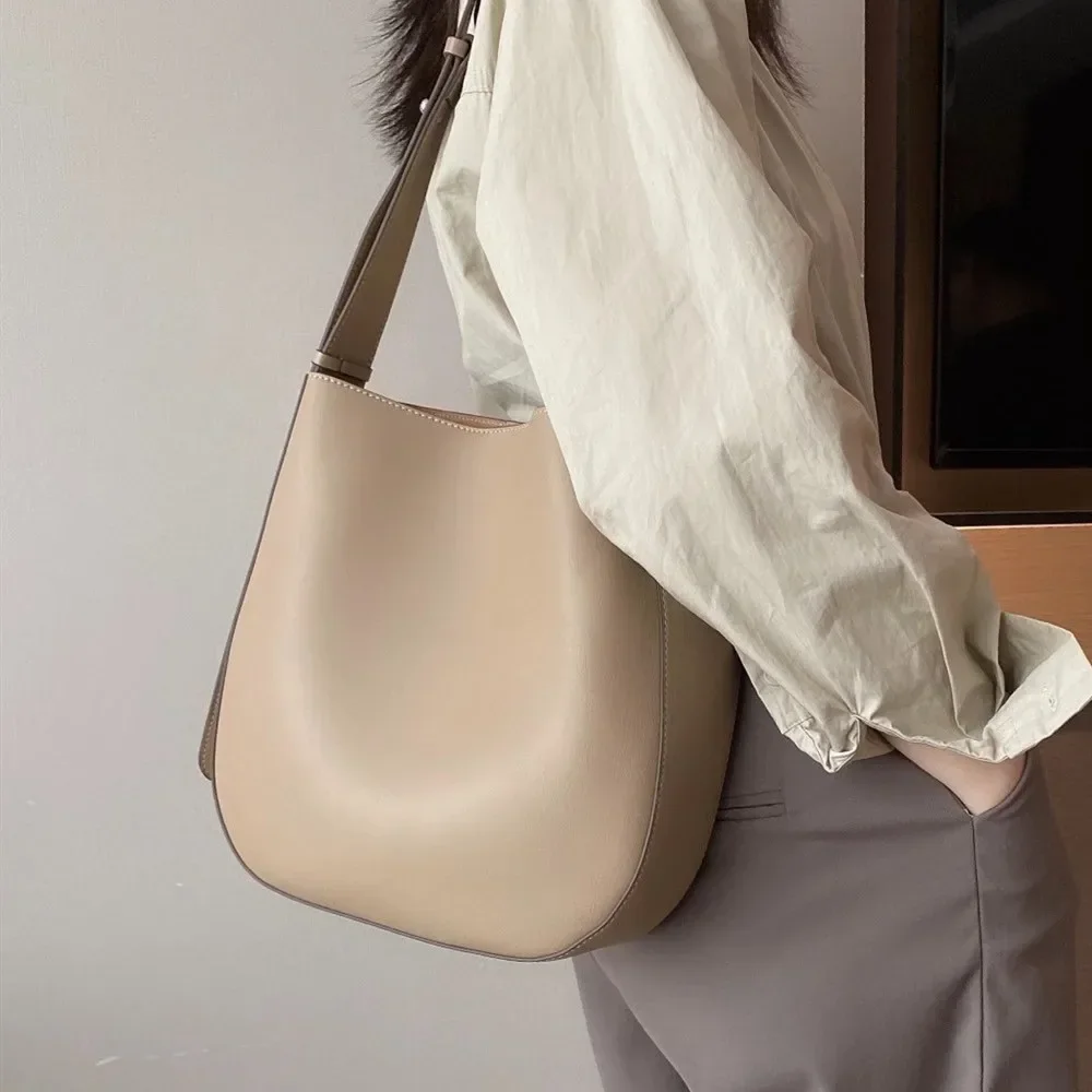 Minimalist Japan Korean Style Solid Color Bucket Tote Dark