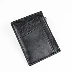 Slim PU Leather Wallet Card Holder with Multi - Card Slots (Black)