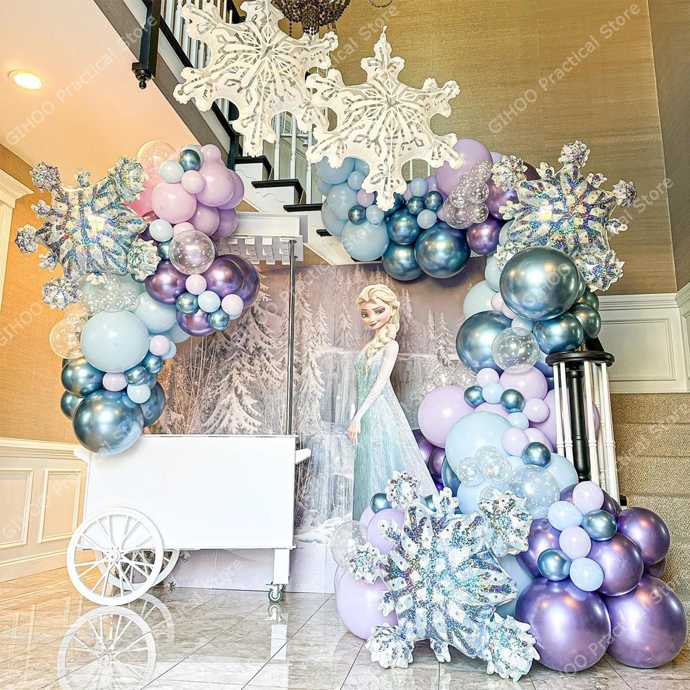 

139pcs Frozen Theme Balloon Garland Arch Kit Snowflake Elsa Olaf Foil Balloon Girls Birthday Party Baby Shower Christmas Decora