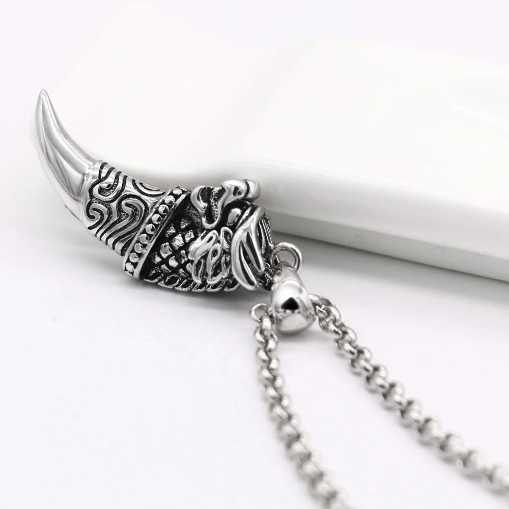 Vintage Available Link Chain 925 Sterling Silver Eagle Claw Necklace ​Hot Selling Men's Domineering Opening Wolf Tooth Jewelry