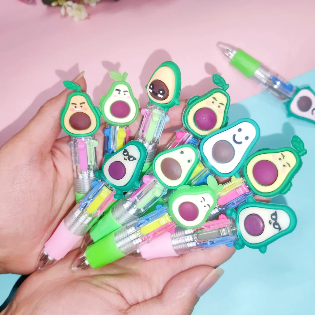 5Pcs/Lot Cute Cartoon Avocado 4 Colors Mini Ballpoint Pens Kids Writing Supplies Ball Point Pen School Office Stationery Gifts 6