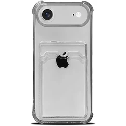 Transparent Card Holder Phone Case with Enhanced Protection and Stylish Design - iPhone 12 Mini (Black)