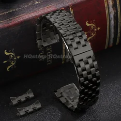Premium Solid Stainless Steel Watch Band Replacement Strap with Adjustable Width and Versatile End Links - 21mm (Black)