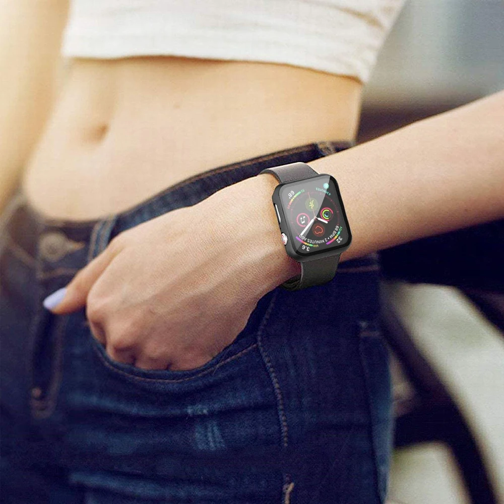 Glass+Watch Cover for Apple Watch Case 41mm 45mm 40mm 44mm 42mm 38mm Matte Bumper+Screen Protector for Iwatch SE 7 6 5 4 3 2 1 Glass+Watch Cover for Apple Watch Case 41mm 45mm 40mm 44mm 42mm 38mm Matte Bumper+Screen Protector for Iwatch SE 7 6 5 4 3 2 1