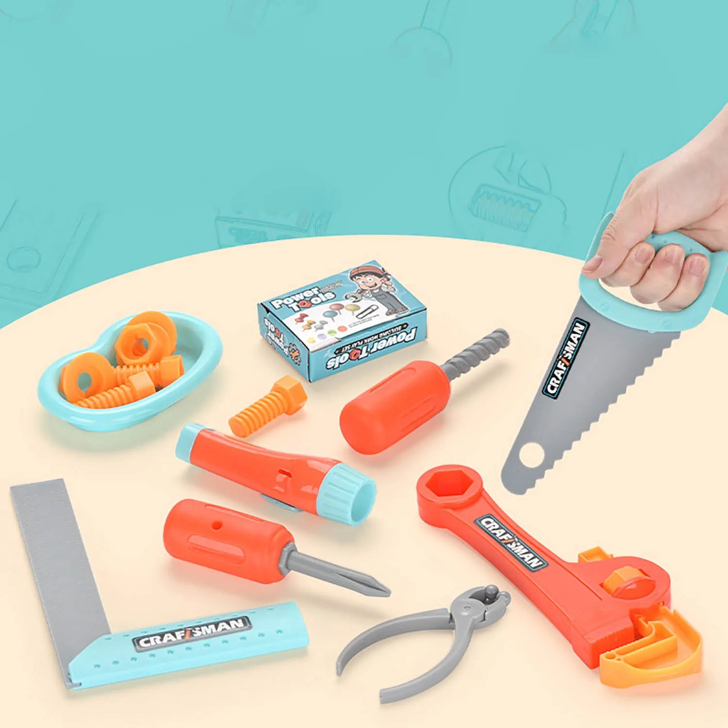 Kids Construction Toys Kids Pretend Play Set Kids Educational Toys Home Repair Toys Model Assembly Tools Children's Tool Carrying Case Disassembly and Assembly Engineering Series Storage Box DIY Assembling for Home Toys