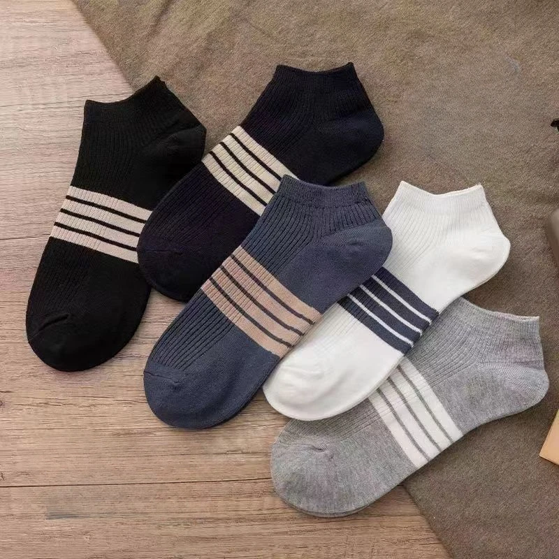 

5 Pairs Women/Men Boat Socks Invisible Low Cut Silicone Non-slip Summer No-show Ankle Socks Solid Color Casual Breathable