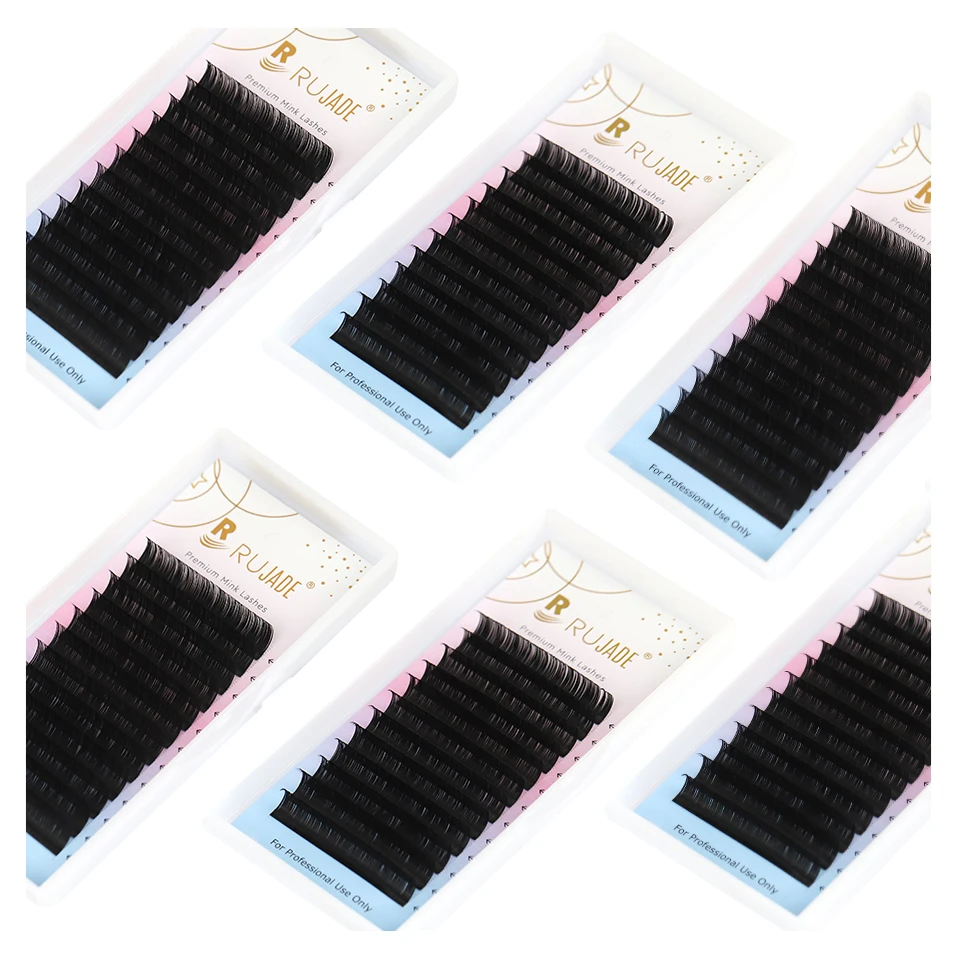 

RUJADE All Sizes 6-20mm Individual Eyelashes Extension Silk Long/Short/Lower Lashes 6mm 7mm Matte Black Russian Volume Eyelashes