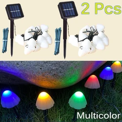 Solar Mushroom Fairy String Lights - LED Garden & Patio Decoration Lamps - 3.5M 10 Bulbs (2 Pcs Multicolor)