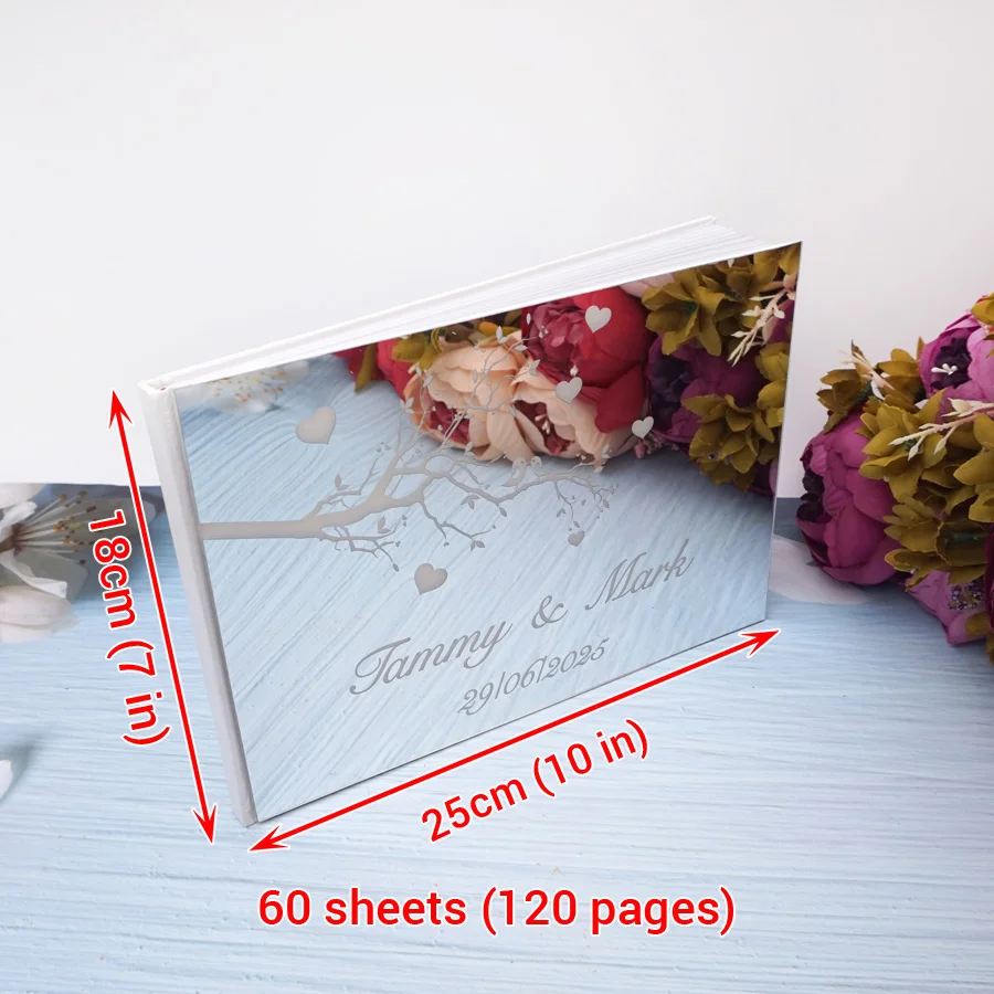 Acrylic Mirror Hardcover Wedding Party Gift Personalized Wedding Book Guest Signature Book 25*18cm