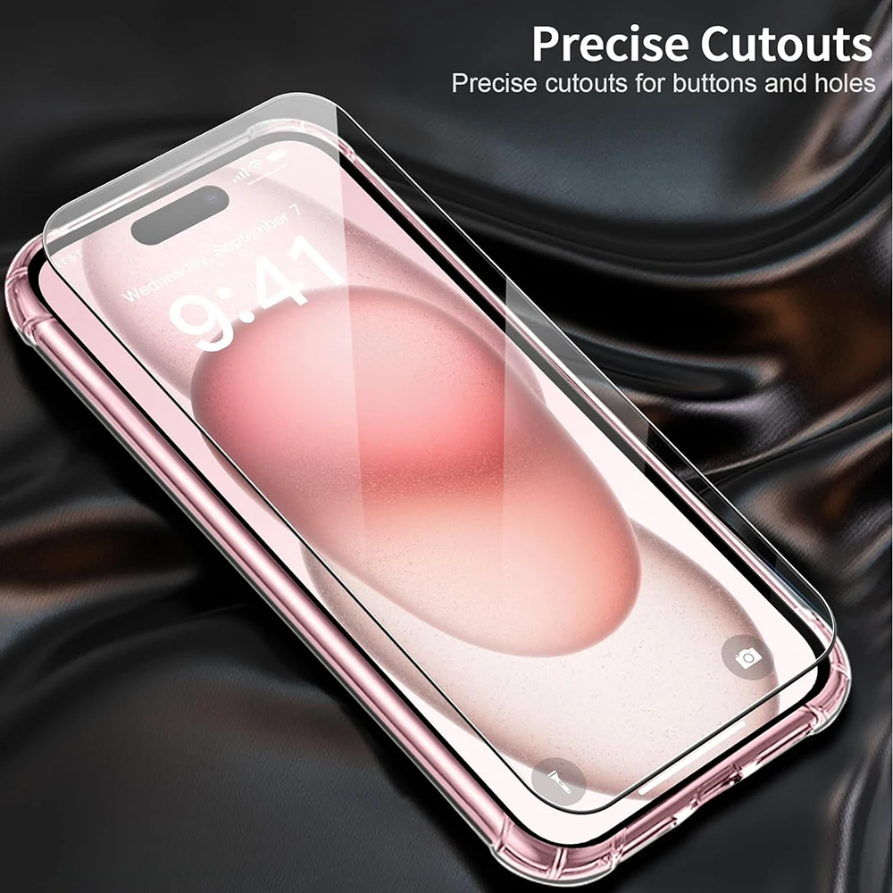 Shockproof Silicone Clear Case with Lens Protection and Tempered Glass