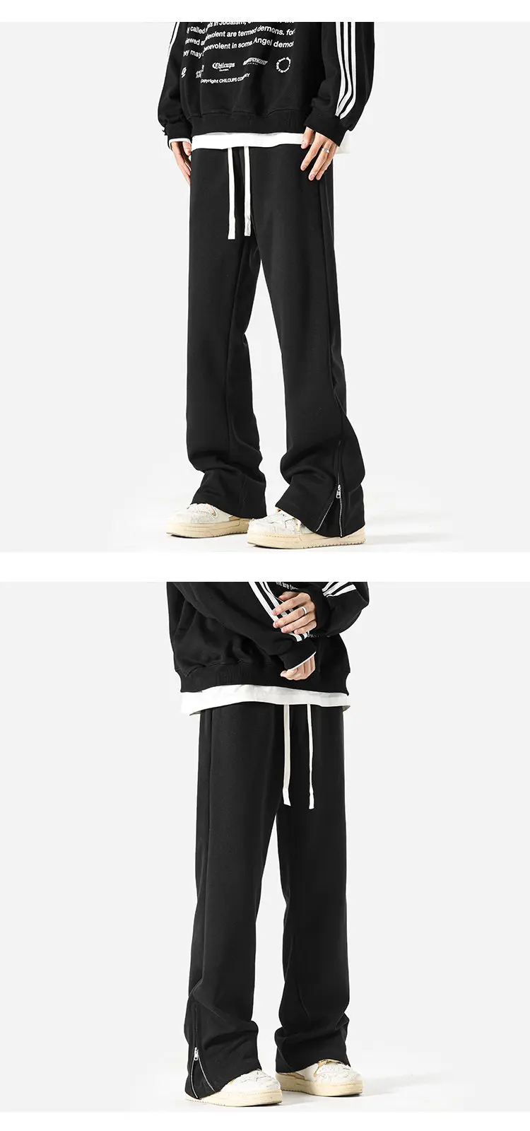 Description Picture 6 of itemMen High Street Fashion Loose Casual Zipper Hem Sport Pants Sweatpants Joggers Women Hip Hop Long Trousers