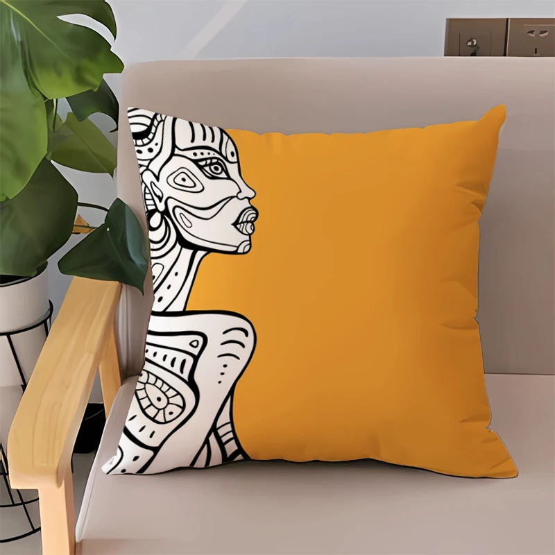 

African Woman Cushions Cover 50x50 Double-sided Printing Car Sofa Cushion Covers Decoration Living Room Decor Twin Size Bedding