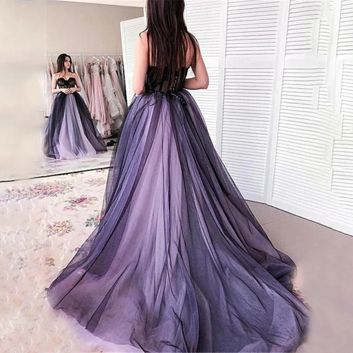 Ombre Gothic Fairy Fantasy Wedding Gowns Purple And Black Lace Ball Gown  Wedding… | Wedding dresses lace ballgown, Black lace ball gown, Fantasy gown