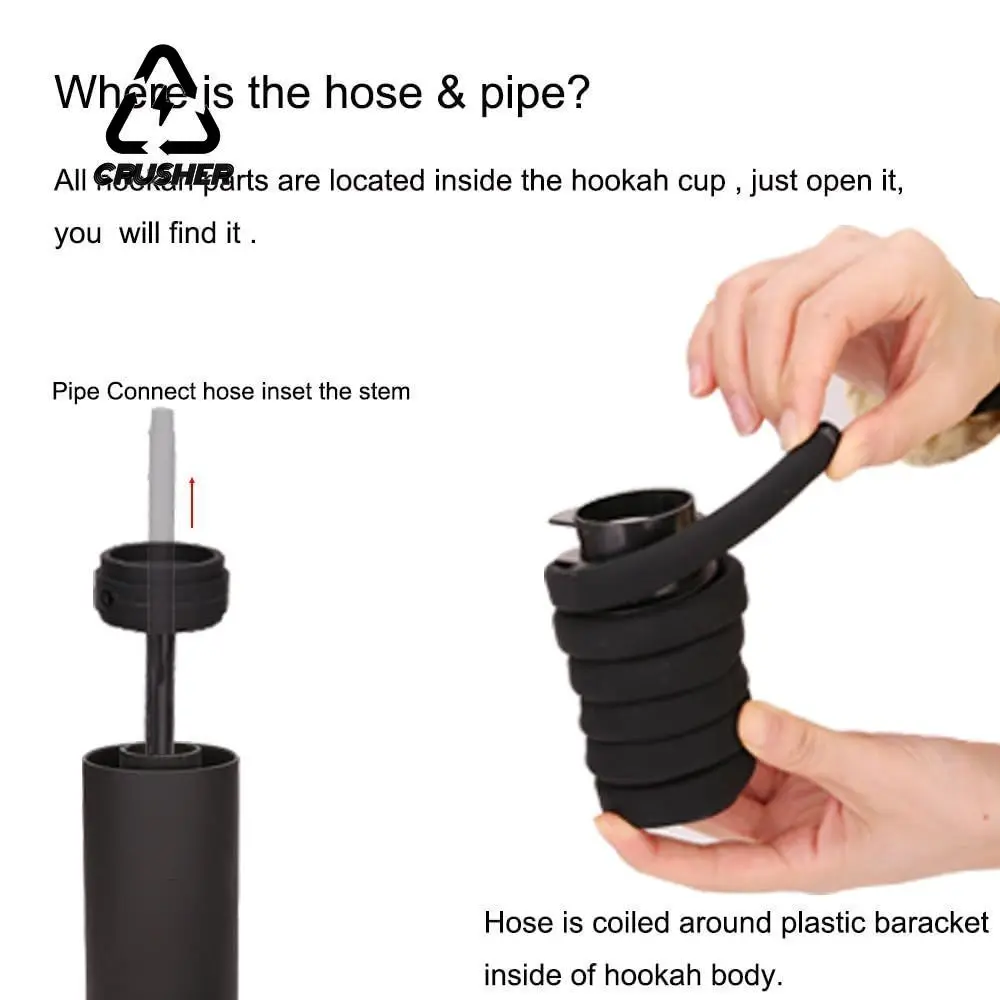 Hookah Set Luxury Shisha Hookah Cup with Ceramic Tobacco Bowl Silicone Hose Complete Chicha for Car Smoking Grass Portable Sisha Hooka Set