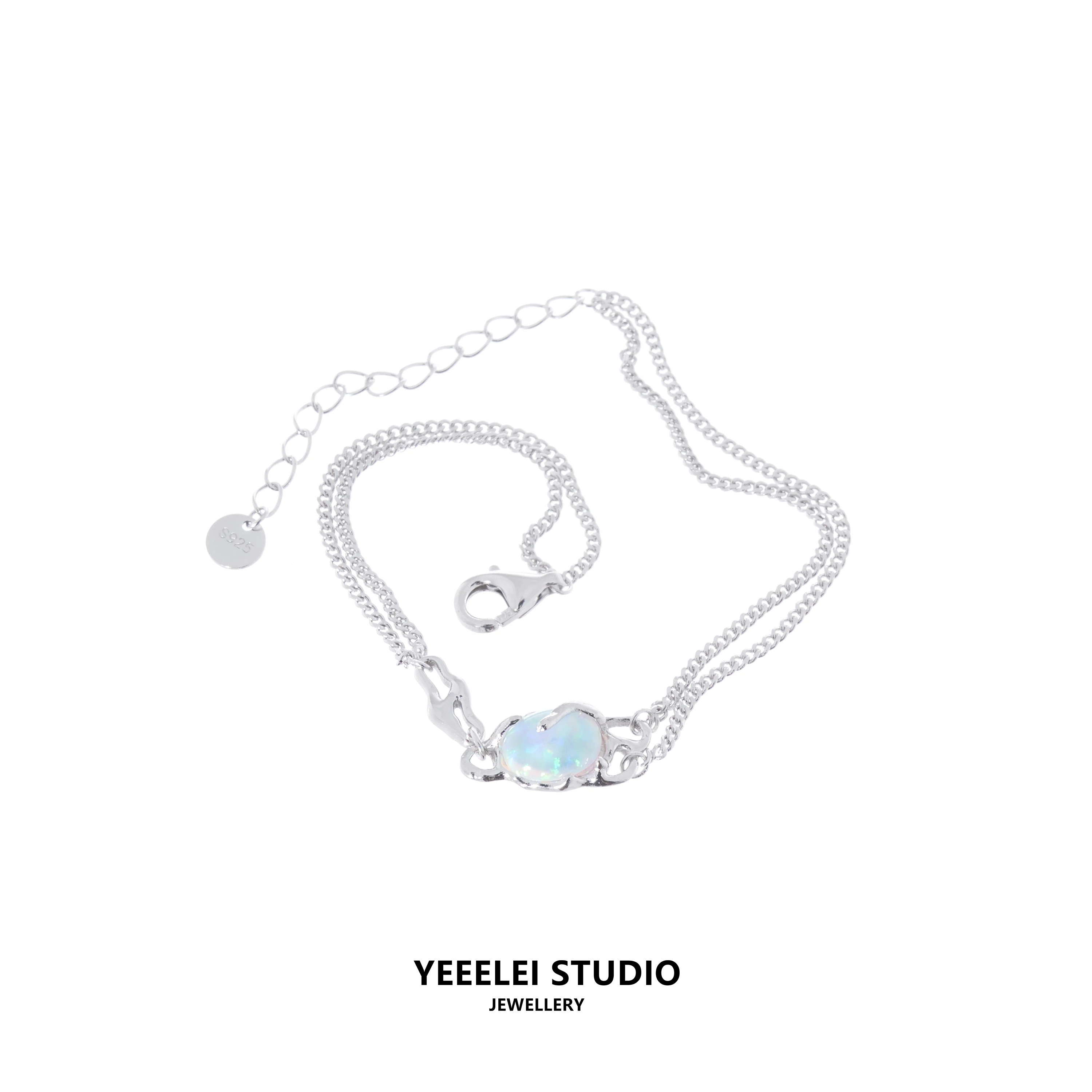 

YEEELEI's original sterling silver S925 Opal bracelet with a female niche design, high-end and cool style accessories