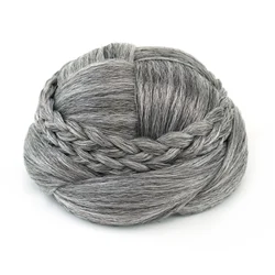 Elegant Braided Chignon Synthetic Hair Bun Wig - Perfect for Weddings, Parties, and Dance Events (Grey)